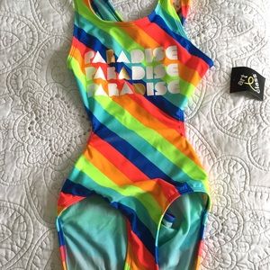 Youth Large Art Class Rainbow One Piece Swimsuit